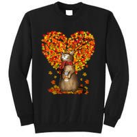 Cat Leaf Fall Hello Autumn Cat Kitten Lover Thanksgiving Tall Sweatshirt