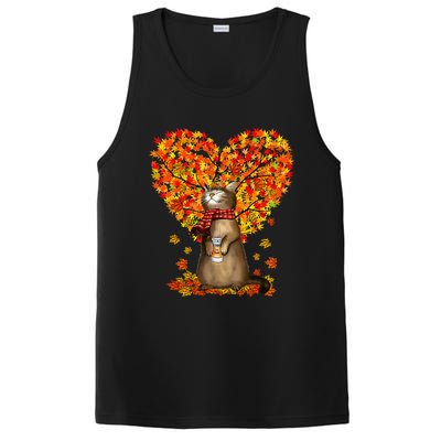 Cat Leaf Fall Hello Autumn Cat Kitten Lover Thanksgiving PosiCharge Competitor Tank