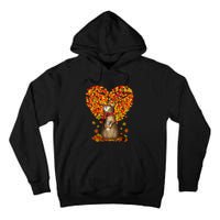 Cat Leaf Fall Hello Autumn Cat Kitten Lover Thanksgiving Tall Hoodie