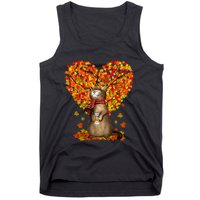 Cat Leaf Fall Hello Autumn Cat Kitten Lover Thanksgiving Tank Top