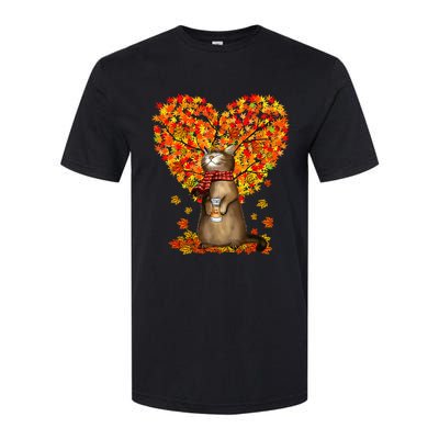 Cat Leaf Fall Hello Autumn Cat Kitten Lover Thanksgiving Softstyle CVC T-Shirt