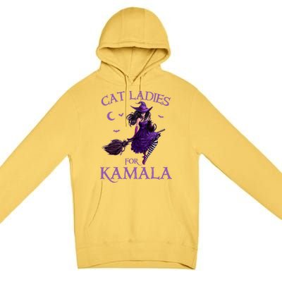 Cat Ladies For Kamala Harris 2024 Witches Harris Halloween Premium Pullover Hoodie