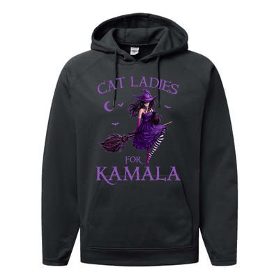 Cat Ladies For Kamala Harris 2024 Witches Harris Halloween Performance Fleece Hoodie