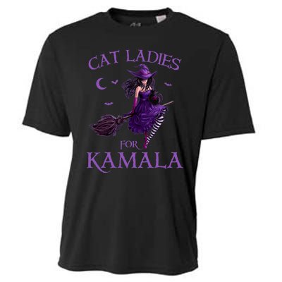 Cat Ladies For Kamala Harris 2024 Witches Harris Halloween Cooling Performance Crew T-Shirt