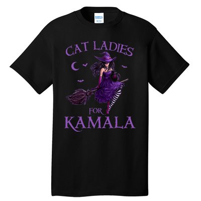 Cat Ladies For Kamala Harris 2024 Witches Harris Halloween Tall T-Shirt