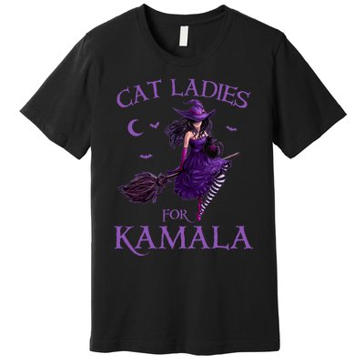 Cat Ladies For Kamala Harris 2024 Witches Harris Halloween Premium T-Shirt