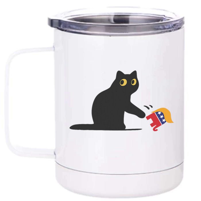 Cat Ladies For Kamala Harris Donald Trump 2024 Sarcastic 12 oz Stainless Steel Tumbler Cup