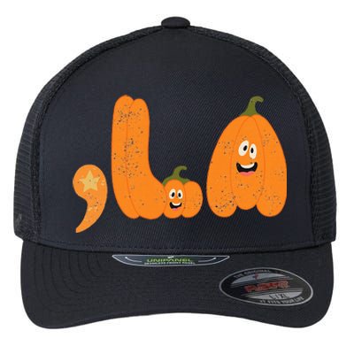 Comma La Funny Kamala Pumpkins Halloween Flexfit Unipanel Trucker Cap