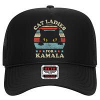 Cat Ladies For Kamala Harris Merch President 2024 Cat Lady High Crown Mesh Back Trucker Hat