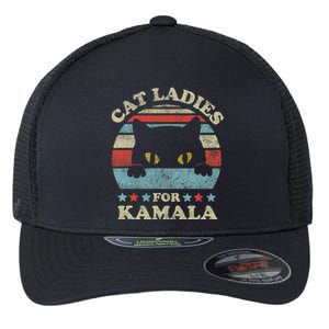 Cat Ladies For Kamala Harris Merch President 2024 Cat Lady Flexfit Unipanel Trucker Cap