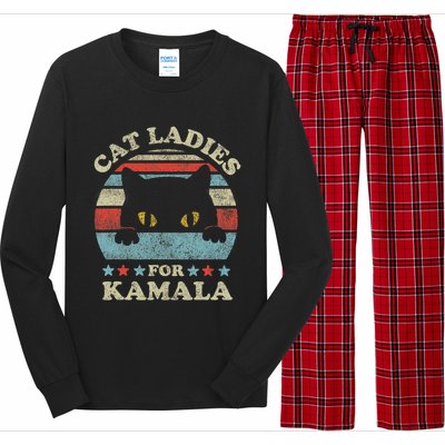 Cat Ladies For Kamala Harris Merch President 2024 Cat Lady Long Sleeve Pajama Set