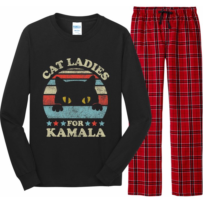 Cat Ladies For Kamala Harris Merch President 2024 Cat Lady Long Sleeve Pajama Set