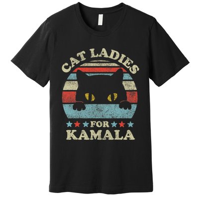 Cat Ladies For Kamala Harris Merch President 2024 Cat Lady Premium T-Shirt