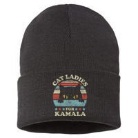 Cat Ladies For Kamala Harris Merch President 2024 Cat Lady Sustainable Knit Beanie