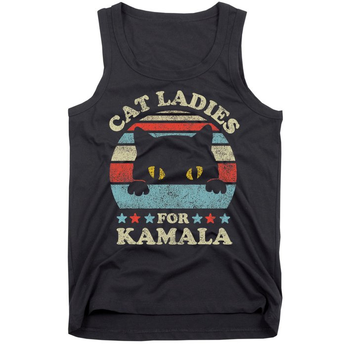 Cat Ladies For Kamala Harris Merch President 2024 Cat Lady Tank Top