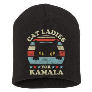 Cat Ladies For Kamala Harris Merch President 2024 Cat Lady Short Acrylic Beanie