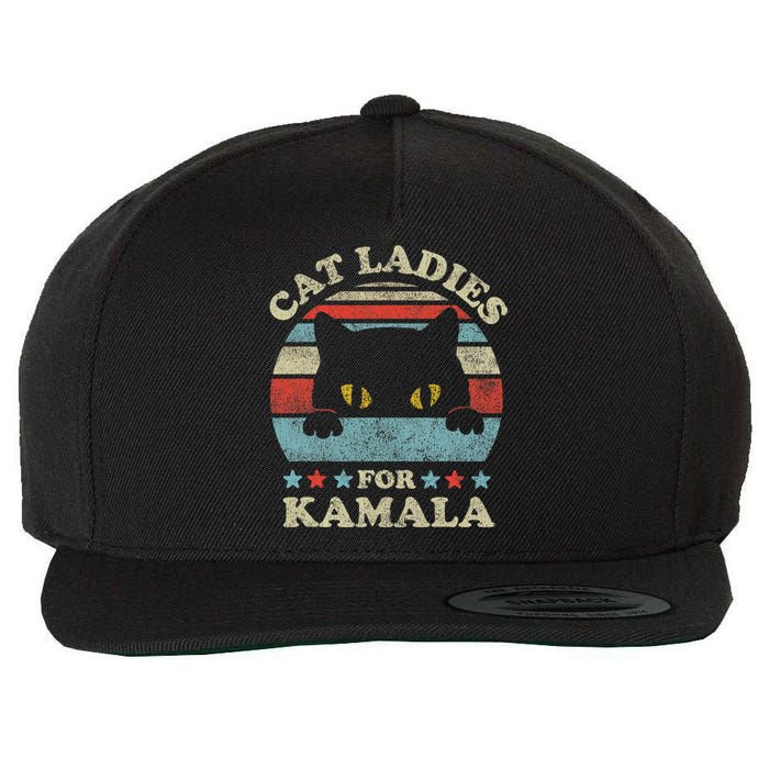 Cat Ladies For Kamala Harris Merch President 2024 Cat Lady Wool Snapback Cap