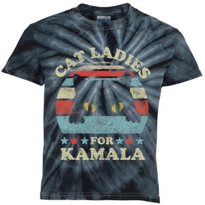 Cat Ladies For Kamala Harris Merch President 2024 Cat Lady Kids Tie-Dye T-Shirt