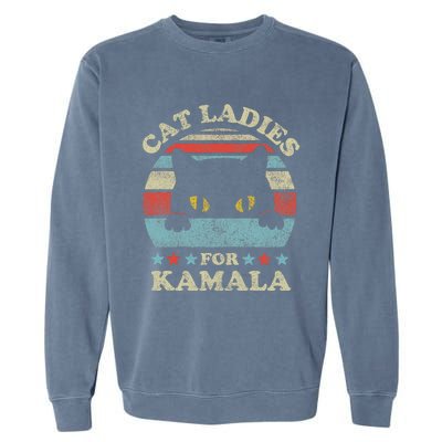 Cat Ladies For Kamala Harris Merch President 2024 Cat Lady Garment-Dyed Sweatshirt