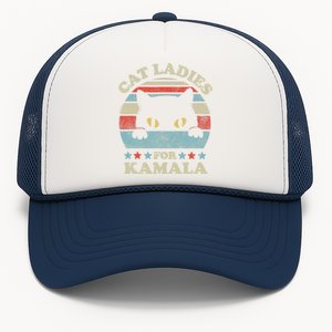 Cat Ladies For Kamala Harris Merch President 2024 Cat Lady Trucker Hat