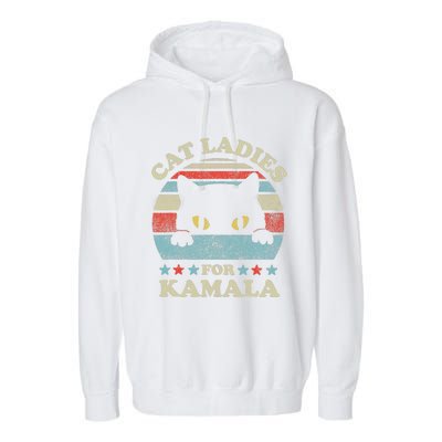 Cat Ladies For Kamala Harris Merch President 2024 Cat Lady Garment-Dyed Fleece Hoodie