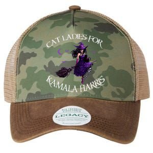 Cat Ladies For Kamala Harris 2024 Witches Harris Halloween Legacy Tie Dye Trucker Hat