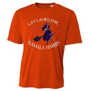 Cat Ladies For Kamala Harris 2024 Witches Harris Halloween Cooling Performance Crew T-Shirt