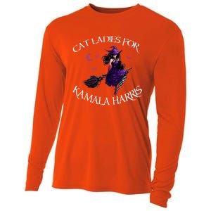 Cat Ladies For Kamala Harris 2024 Witches Harris Halloween Cooling Performance Long Sleeve Crew