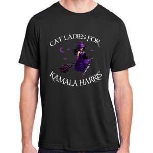 Cat Ladies For Kamala Harris 2024 Witches Harris Halloween Adult ChromaSoft Performance T-Shirt