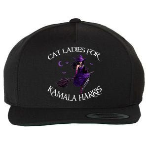 Cat Ladies For Kamala Harris 2024 Witches Harris Halloween Wool Snapback Cap