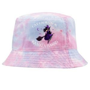 Cat Ladies For Kamala Harris 2024 Witches Harris Halloween Tie-Dyed Bucket Hat