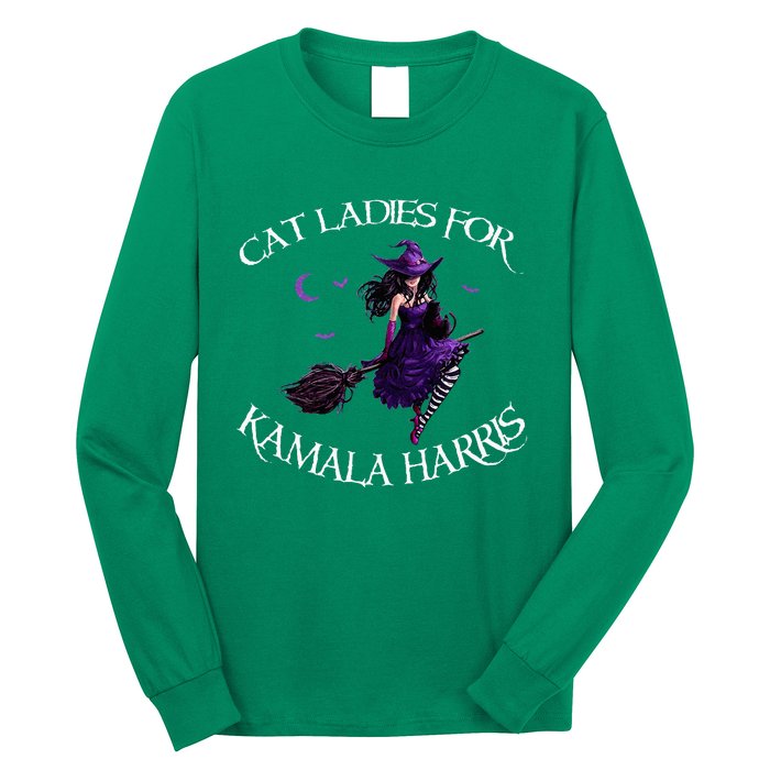 Cat Ladies For Kamala Harris 2024 Witches Harris Halloween Long Sleeve Shirt