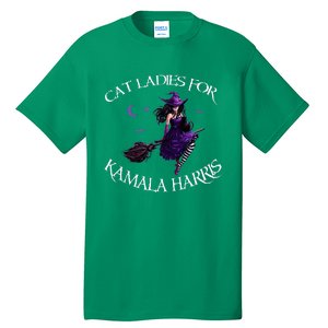 Cat Ladies For Kamala Harris 2024 Witches Harris Halloween Tall T-Shirt