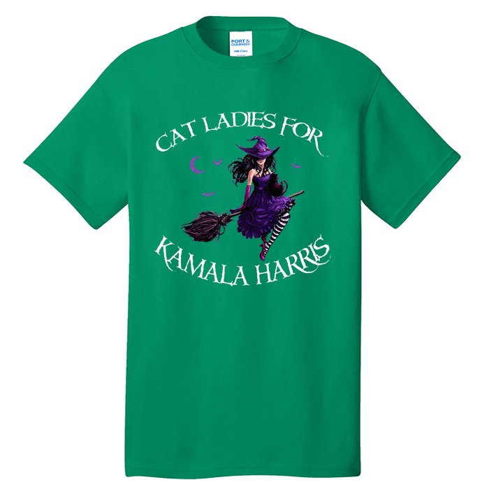 Cat Ladies For Kamala Harris 2024 Witches Harris Halloween Tall T-Shirt