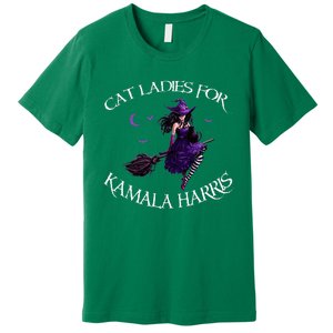 Cat Ladies For Kamala Harris 2024 Witches Harris Halloween Premium T-Shirt