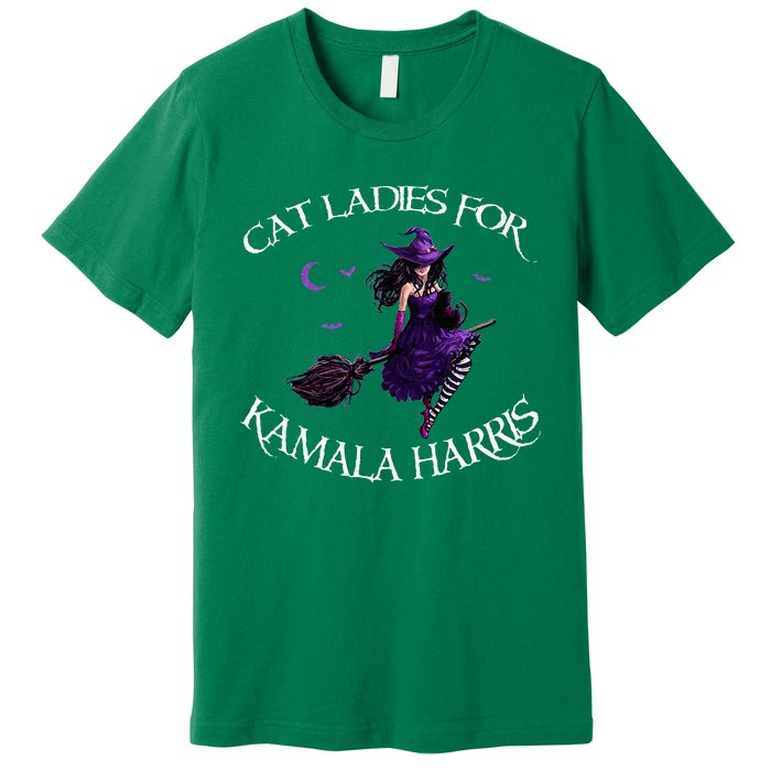 Cat Ladies For Kamala Harris 2024 Witches Harris Halloween Premium T-Shirt