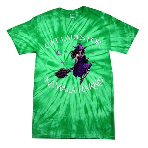 Cat Ladies For Kamala Harris 2024 Witches Harris Halloween Tie-Dye T-Shirt