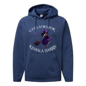 Cat Ladies For Kamala Harris 2024 Witches Harris Halloween Performance Fleece Hoodie