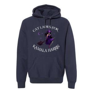 Cat Ladies For Kamala Harris 2024 Witches Harris Halloween Premium Hoodie