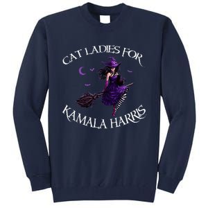 Cat Ladies For Kamala Harris 2024 Witches Harris Halloween Tall Sweatshirt