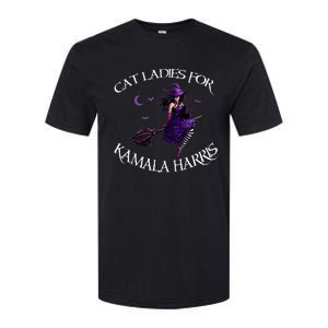 Cat Ladies For Kamala Harris 2024 Witches Harris Halloween Softstyle CVC T-Shirt