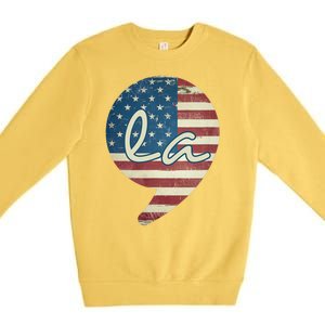 Comma La Funny Kamala Harris Usa Flag Premium Crewneck Sweatshirt