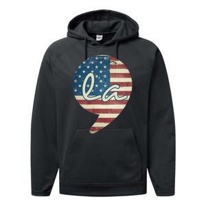 Comma La Funny Kamala Harris Usa Flag Performance Fleece Hoodie