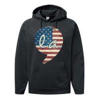 Comma La Funny Kamala Harris Usa Flag Performance Fleece Hoodie