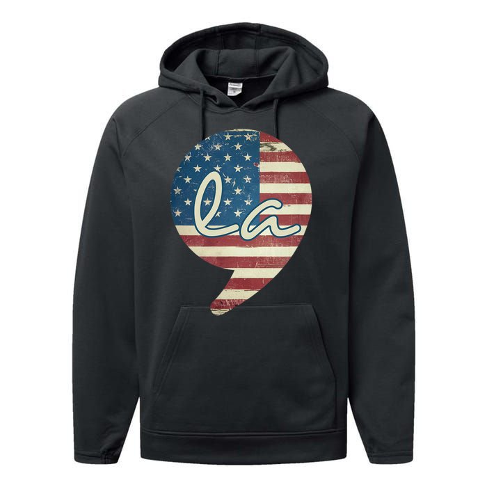 Comma La Funny Kamala Harris Usa Flag Performance Fleece Hoodie