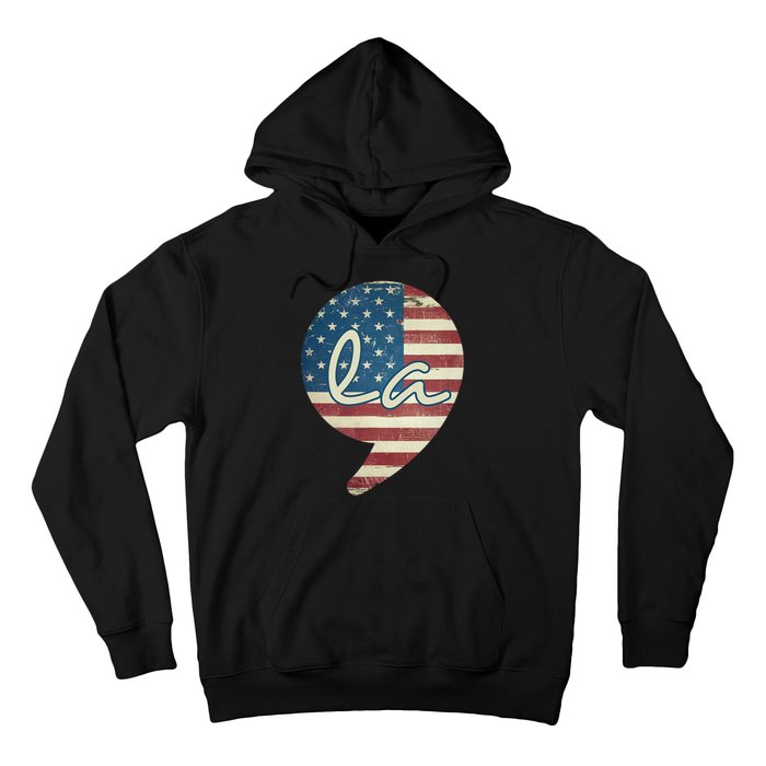 Comma La Funny Kamala Harris Usa Flag Hoodie