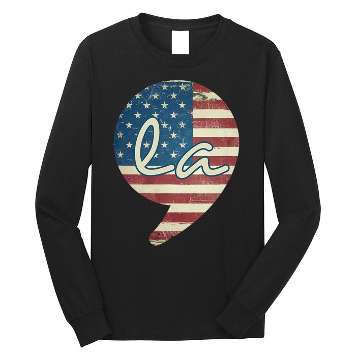 Comma La Funny Kamala Harris Usa Flag Long Sleeve Shirt