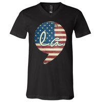 Comma La Funny Kamala Harris Usa Flag V-Neck T-Shirt