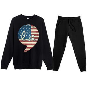 Comma La Funny Kamala Harris Usa Flag Premium Crewneck Sweatsuit Set