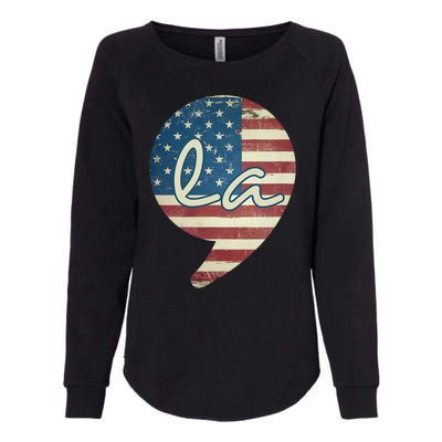 Comma La Funny Kamala Harris Usa Flag Womens California Wash Sweatshirt